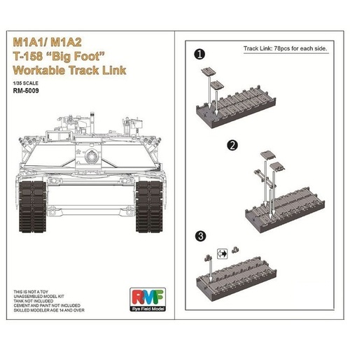 Ryefield 5009 1/35 Workable track links for M1A1/ M1A2 T-158 Plastic Model Kit