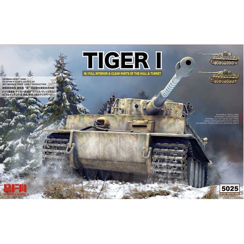Ryefield 5025 1/35 Tiger I early production w/full interior & clear parts & workable track links