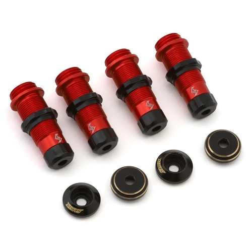 Samix TRX-4M Aluminum Shock Body Set w/Brass Shock Spring Retainer (Red) (4)