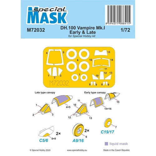 Special Hobby 1/72 DH.100 Vampire Mk.I Early & Late MASK