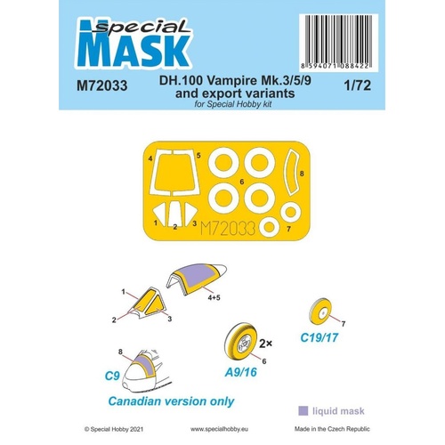 Special Hobby 1/72 DH.100 Vampire Mk.3/5/9 and export variants MASK