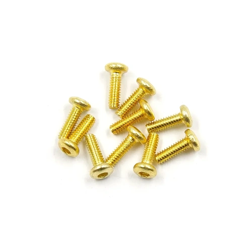 Yeah Racing 2x6mm Fine Thread Button Head Stainless Steel Screws - Gold