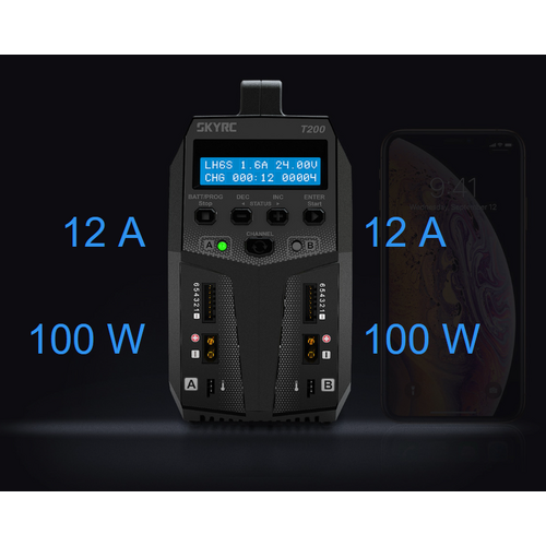 SKYRC SK-100155 T200 AC/DC 12A Dual output Charger Multi Chemistry Balance