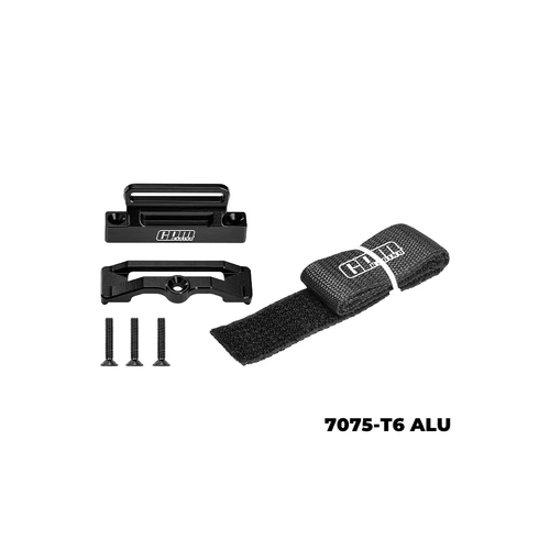 GPM Aluminium Battery Hold-Down with Strap - Black