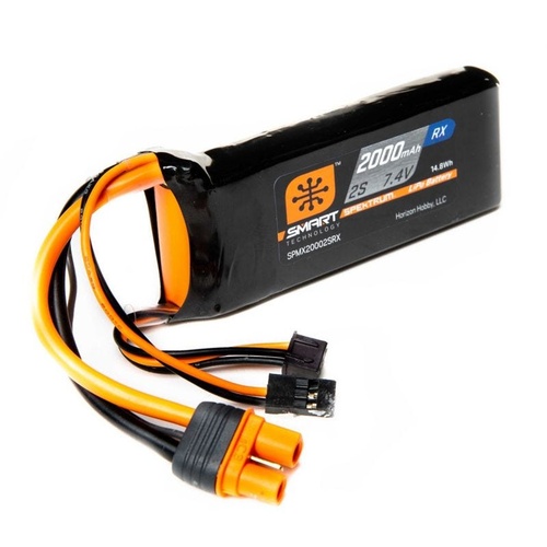 Spektrum 2000mah 2S 7.4v Smart LiPo Receiver Battery with IC3 Connector - SPMX20002SRX