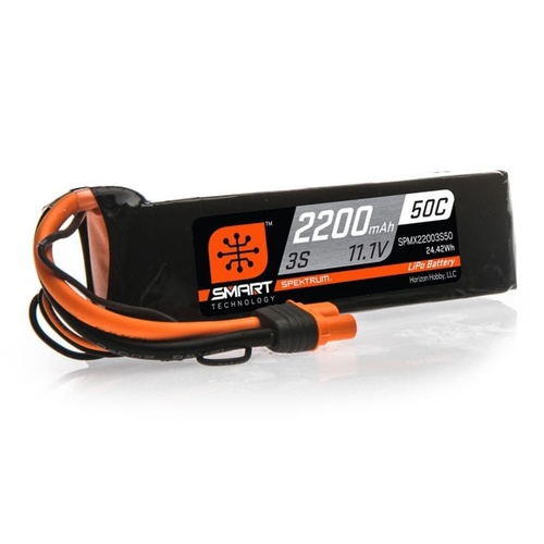 Spektrum 2200mah 3S 11.1v 50C Smart LiPo Battery with IC3 Connector - SPMX22003S50