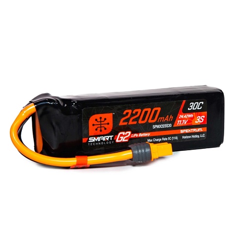 Spektrum 2200mAh 3S 11.1V 30c Smart G2 LiPo Battery with IC3 Connector - SPMX223S30