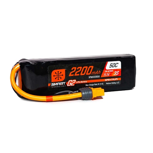 Spektrum 2200mAh 3S 11.1V 50c Smart G2 LiPo Battery with IC3 Connector - SPMX223S50