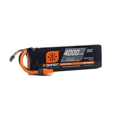 Spektrum 4000mah 3S 11.1v 30C Smart LiPo Battery with IC3 Connector - SPMX40003S30