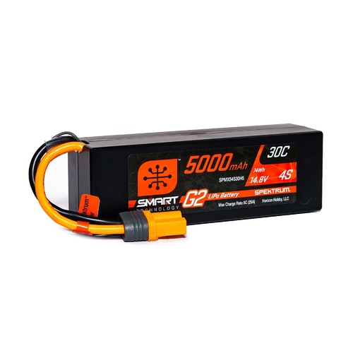 Spektrum 5000mAh 4S 14.8V 30c Smart G2 Hard Case LiPo Battery with IC5 Connector - SPMX54S30H5