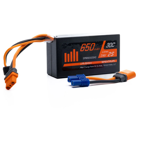 Spektrum 650mAh 2S 7.4V 30C Mini LiPo With IC2 Connector - SPMX6502SH2