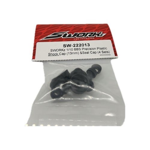SWORKz 1/10 BBS Precision Plastic Shock Cap (13mm) &Seal Cap (4 Sets)