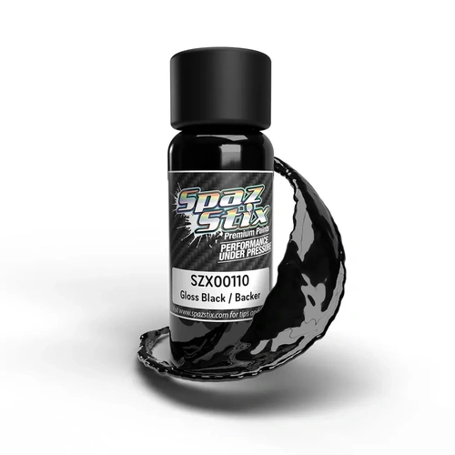 SPAZSTIX HIGH GLOSTAINLESS STEEL BLACK / BACKER AIRBRUSH PAINT 2OZ - SZX00110