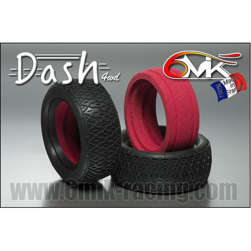 DASH 1/10 4WD Tyres in GREEN compound (1 pair + ULTRA Insert)