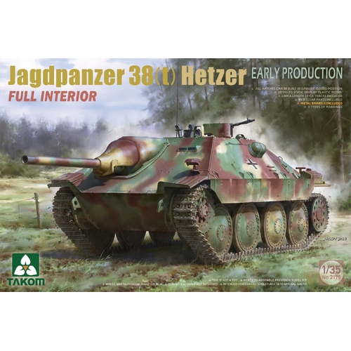 Takom 1/35 Jagdpanzer 38(t) Hetzer Early Production w/ Full Interior Plastic Model Kit