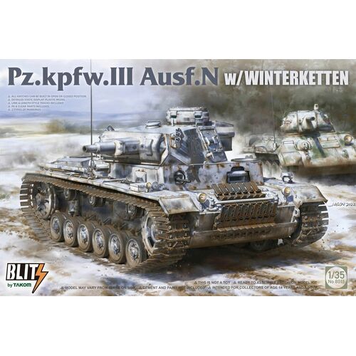 Takom 1/35 Pz.Kpfw.III Ausf.N w/ Winterketten Plastic Model Kit - TK8011