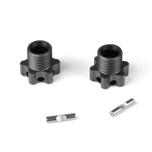 TKR5071D Wheel Hubs (+3mm, lightened, gun metal ano, w/pins, 2pcs)