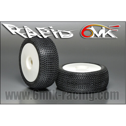 "Rapid" Tyres in 15/25 Soft-Med compound + rims + Inserts (pair) white Rims