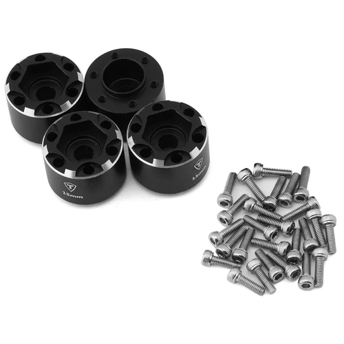 Treal Hobby 1.9" Beadlock Wheel Hub Extension Spacers (Black) (4) (15mm)