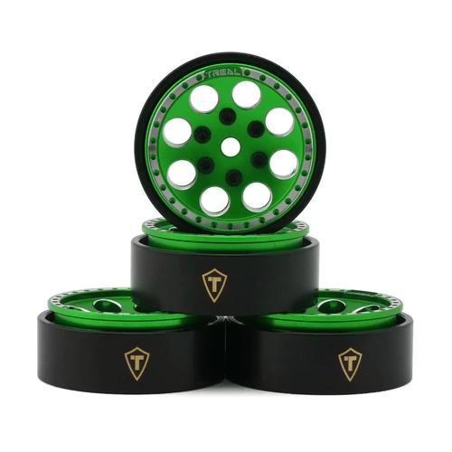 Treal Hobby 1.0" 8-Hole Beadlock Wheels (Green) (4) (22g)
