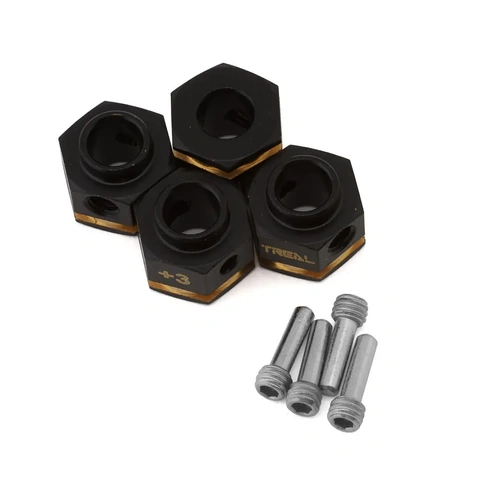 Treal Hobby Traxxas TRX-4 Brass Hex Adapters (Black) (4) (+3mm)