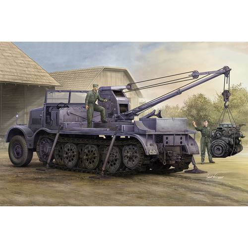 Trumpeter 1/35 Schwerer Zugkraftwagen 18t Half Track with 6t Billstein-Crane Sd.Kfz.9/1 Scaled Plastic Model Kit - TR09576