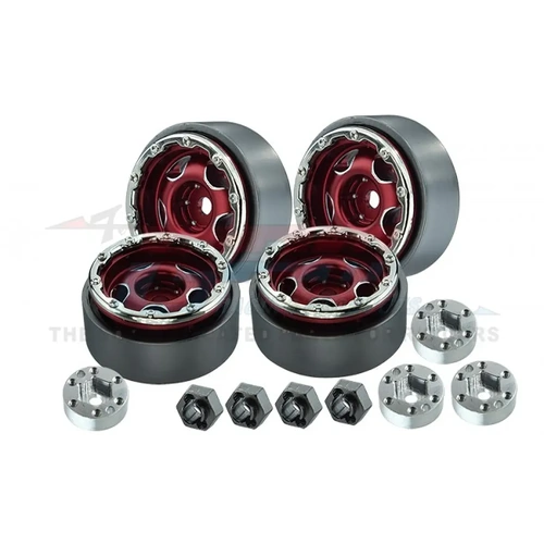 GPM 1.0" Red Aluminium 6 Star Beadlocked Rims 4Pcs
