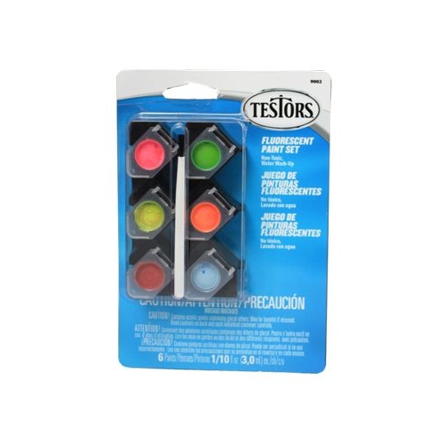 Testors Acrylic Pot Set-6 Fluoro Cols 6X3 Mls