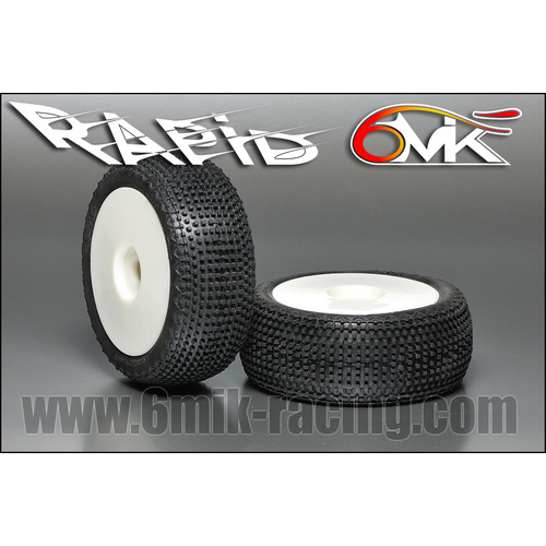 6Mik "Rapid"  Tyres glued on rims - 0/18 Super Soft compound (pair) White Rims