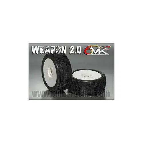 6Mik "Weapon 2.0" Tyres glued on rims - 0/18 Super Soft compound (pair) White Rims