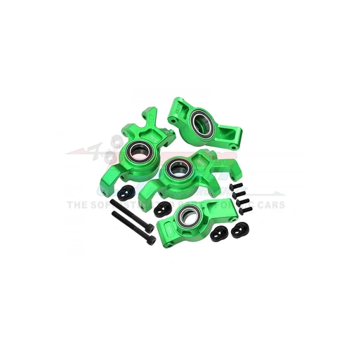 GPM Aluminium Front Steering Hubs and Rear Hubs with Larger Bearings Set - Green