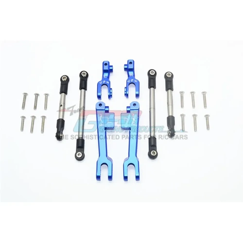 GPM Blue Aluminium Front & Rear Sway Bar Arms w/ Stainless Steel Turnbuckles 8Pcs