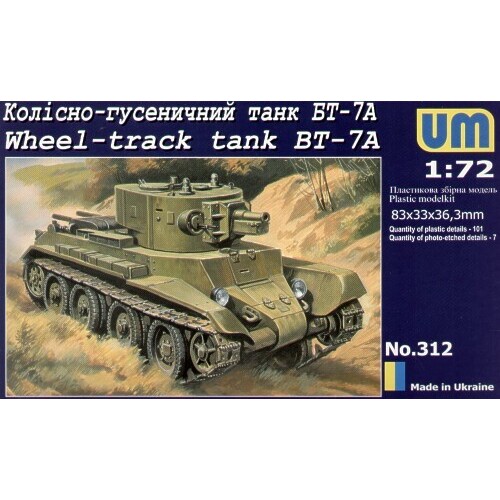 UM-MT 312 1/72 WHEEL-TRACK LIGHT TANK BT-7A w/artillery turret Plastic Model Kit