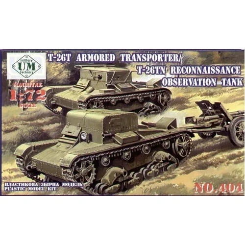 UM-MT 404 1/72 T-26-TN RECONNAISSANCE/OBSERVATION TANK/T-26-T ARMORED TRANSPORTER Plastic Model Kit