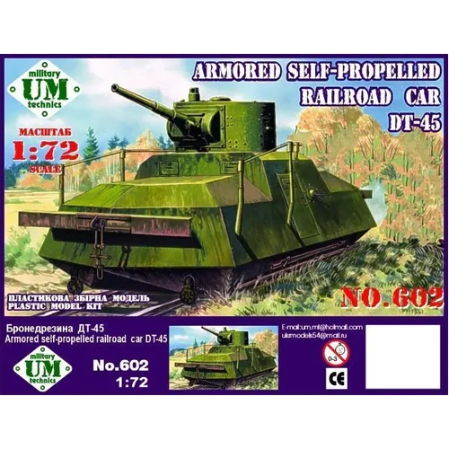 UM-MT 602 1/72 Armored Self-propelled Railroad car DT-45 Plastic Model Kit