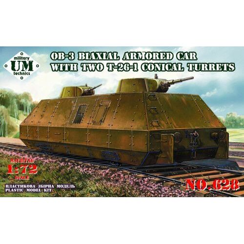 UM-MT 628 1/72 OB.-3 Biaxial armored car with two T-26-1 conical turrets Plastic Model Kit