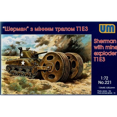 Unimodel 221 1/72 Tank M4A1 with T1E3 Mine Exploder Plastic Model Kit