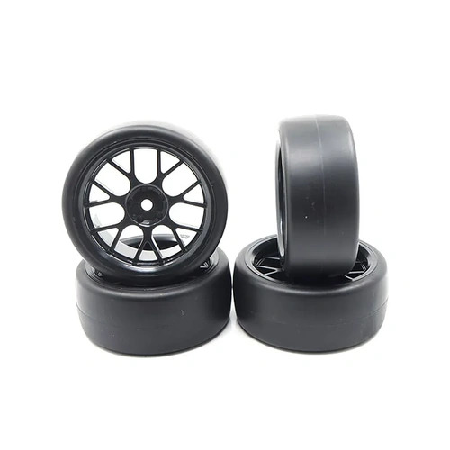 Yeah Racing 1.9" (+3mm Off-Set) Spec D Drift Tyres on Black Mesh Rims - Wheels 4Pcs