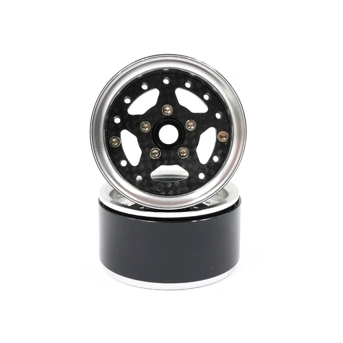 Yeah Racing 1.9" 5 Spoke Graphite Silver Beadlock Rims 2Pcs