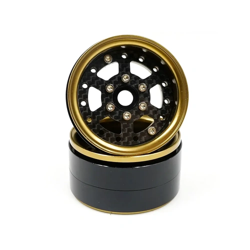 Yeah Racing 1.9" 6 Spoke Graphite Gold Titanium Beadlock Rims 2Pcs