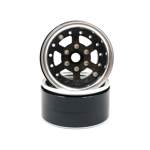 Yeah Racing 1.9" 6 Spoke Graphite Silver Beadlock Rims 2Pcs