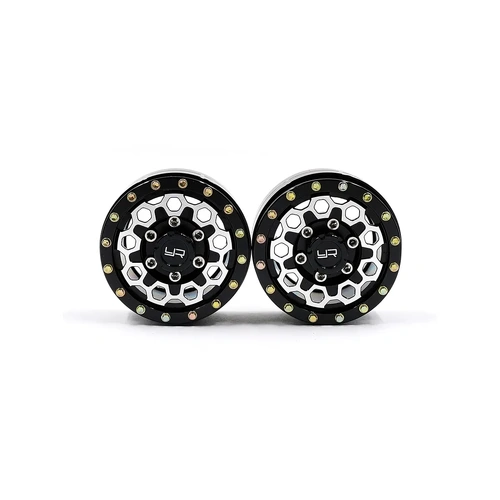 Yeah Racing 1.55" Black Aluminium CNC Machined 10 Spoke Beadlock Rims 2Pcs