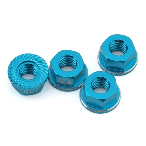 Whitz Racing Products 4mm Flanged Wheel Nuts (Blue) (4)