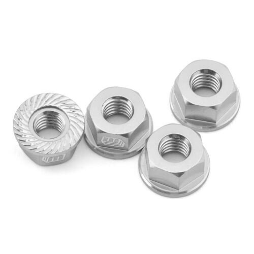 Whitz Racing Products 4mm Flanged Wheel Nuts (Silver) (4)