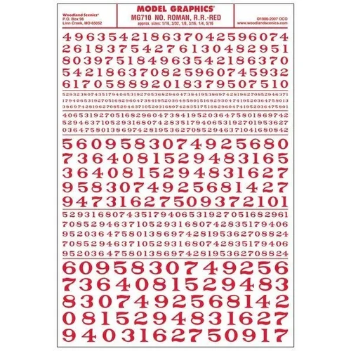Woodland Scenics Numbers Roman Rr Red Dt