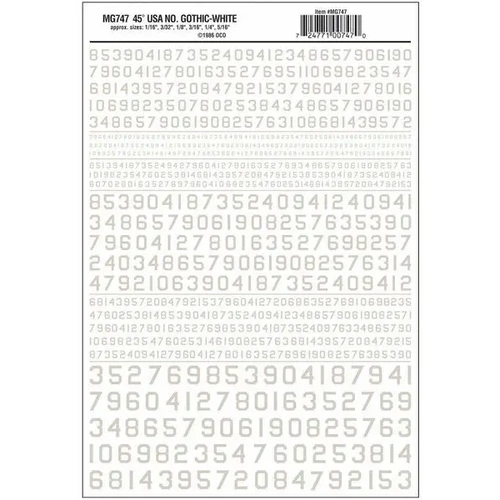 Woodland Scenics 45°Usa Gothic Numbers White Dt