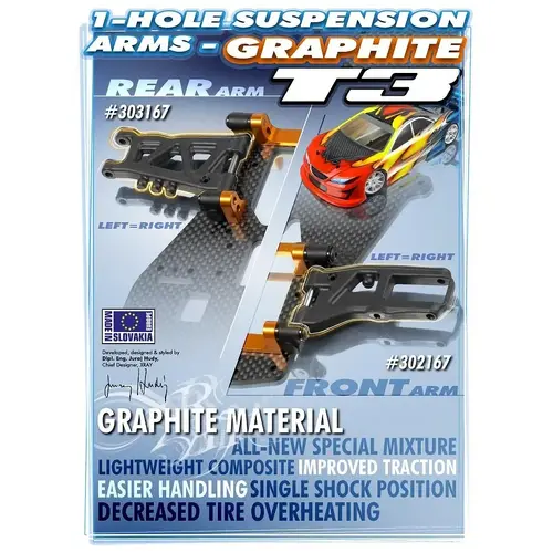 XRAY FRONT SUSPENSION ARM - GRAPHITE 1 HOLE 1PC - XY302167