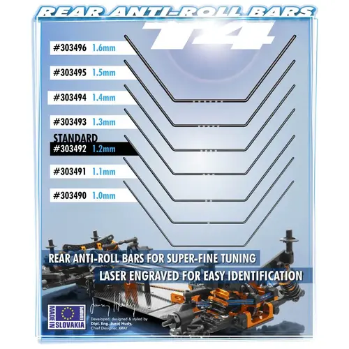 XRAY T4 ANTI-ROLL BAR REAR 1.6 MM - XY303496