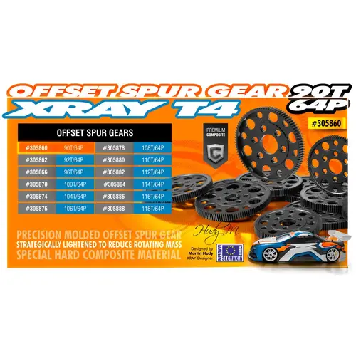 XRAY OFFSET SPUR GEAR 90T / 64 - XY305860