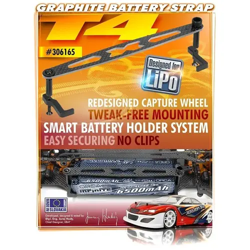 XRAY T4 GRAPHITE BATTERY STRAP LIPO - XY306165